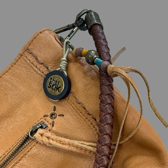 The Sak Honey Tan Leather Crossbody Bag – Braided Strap, Boho Whipstitch Detail - Picture 13 of 13